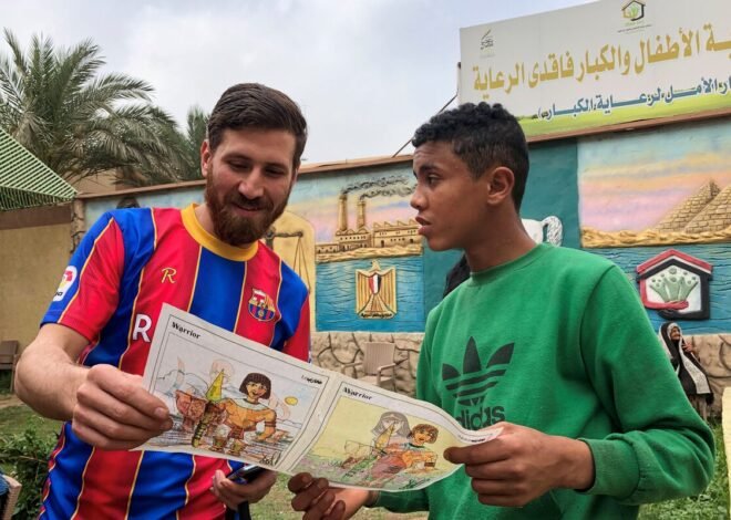 Soccer-loving orphans are thrilled by an Egyptian Messi impersonator.